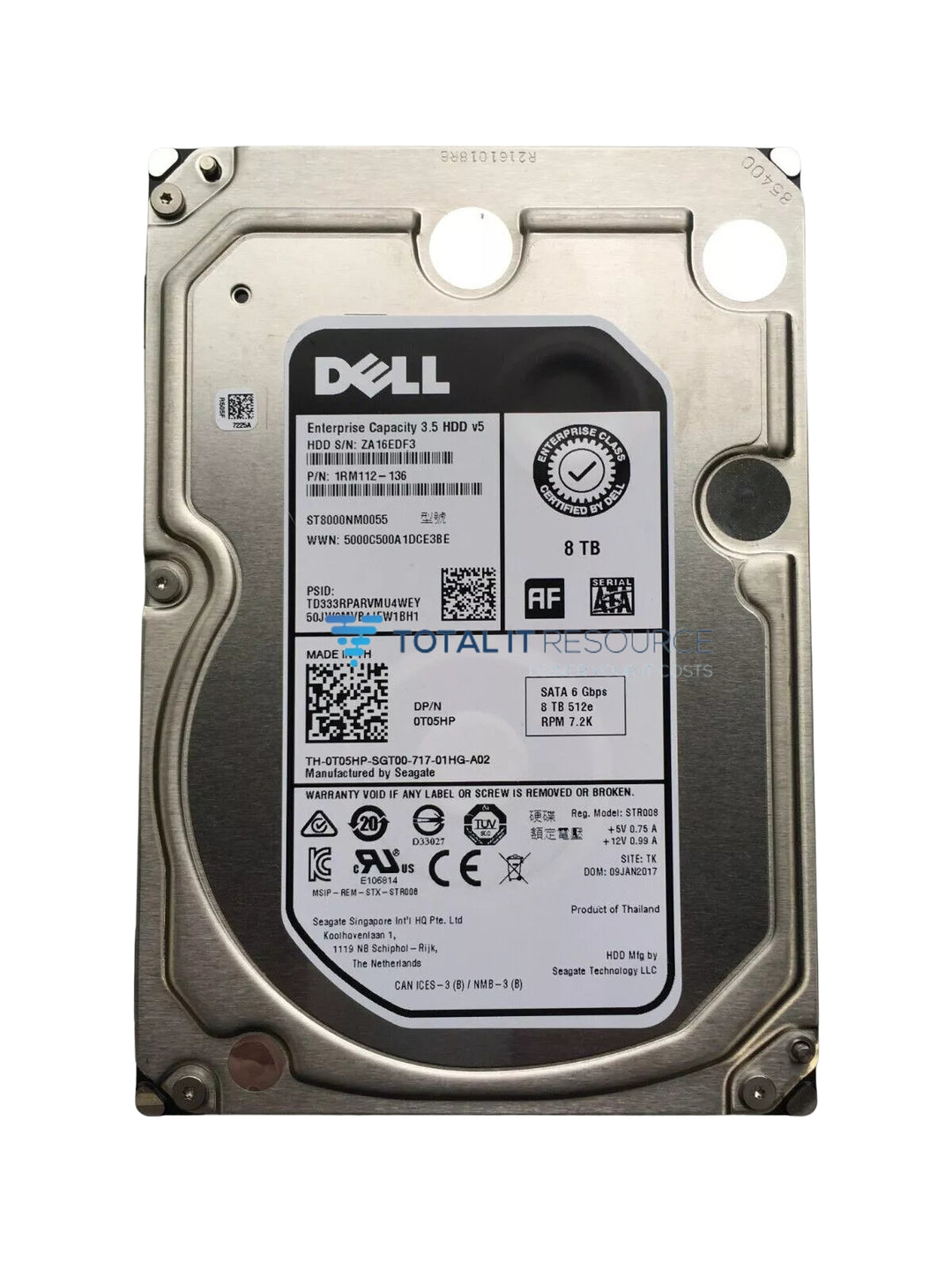 T05HP, 4WXV5, 88MH8 ,J6RTX Dell 8TB 3.5-inch LFF SATA 6Gb/s 7.2K RPM 512e (SATA) Hot-Plug Hard Drive