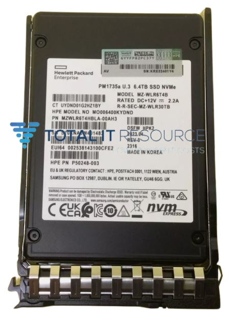 P50233-B21 HPE 6.4TB NVMe Gen4 High Performance Mixed Use SFF BC U.3 PM1735a SSD