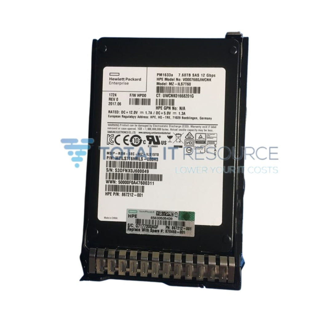 P04523-B21 HPE 7.68TB SAS 12G Read Intensive SFF (2.5in) SC Digitally Signed Firmware SSD
